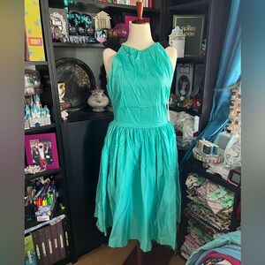 Queen of heartz aqua sleeveless swing dress with black straps xl